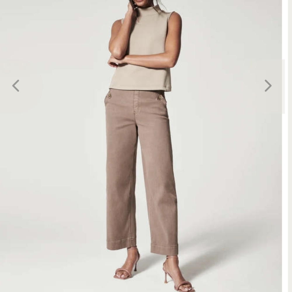 Spanx Stretch Twill Cropped Wide Leg Pants Sz.MP NWT